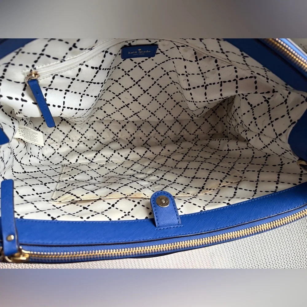 Kate Spade FLAWED Blue Saffiano Leather Newbury Lane Loden Large Bag